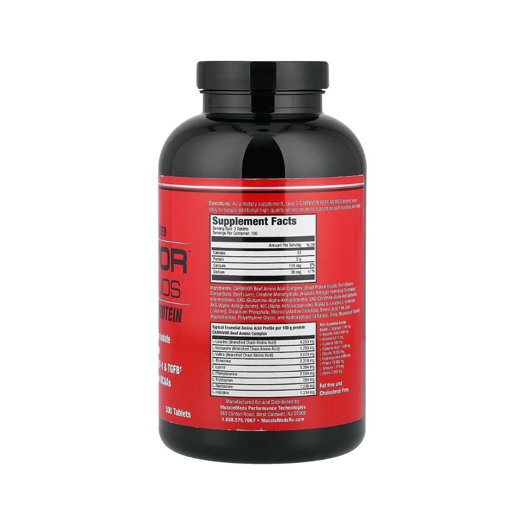 MuscleMeds, Carnivor Beef Aminos, 100% Pure Beef Protein, 300 Tablets