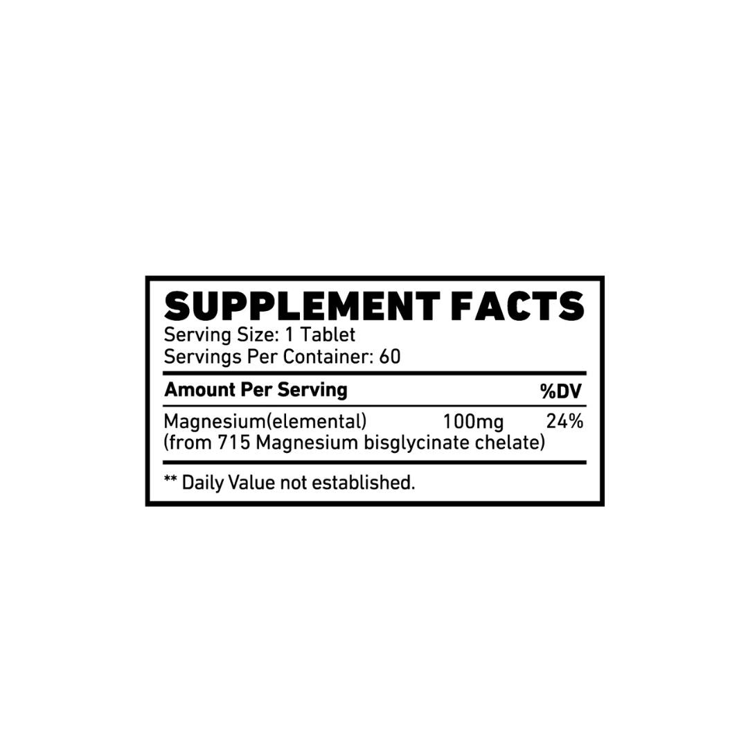 Skeleton Nutrition Magnesium Glycinate - 60 Coated Tablets for Relaxation & Muscle Health